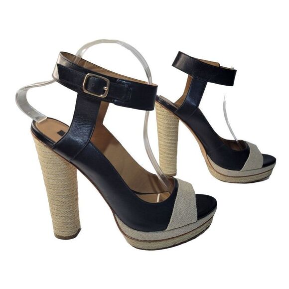 Ann Taylor Espadrille Blue Leather Heels (Size 8.5M) - Picture 2 of 8